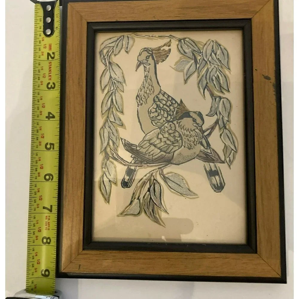 Vtg Julia Mavrogordato Lino Cut Prints Orient Line Top Pigeons Native Companions